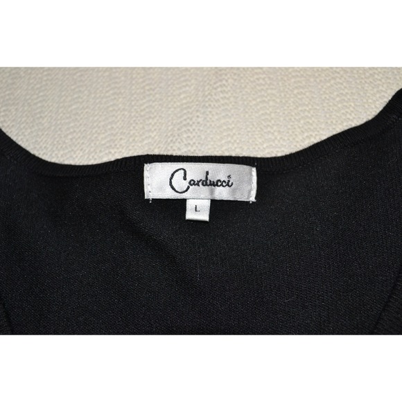 Carducci Glam Retro Evening Date Night Winter Embellished Knit V-Neck Top Black - Picture 5 of 8